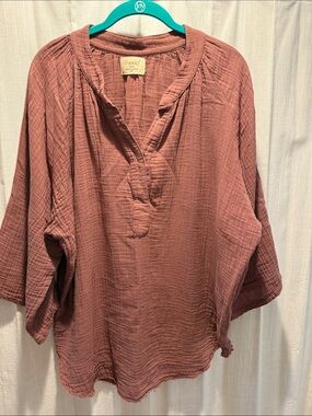 9 Seed Heritage Women's Mauve Cotton Gauze Pullover Top